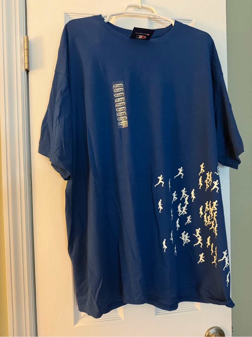 Champion Men’s Navy Blue Graphic Short-Sleeve Tee with Runner Motif